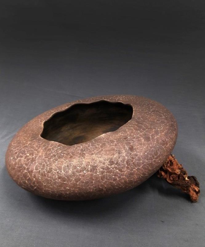 連炳龍　石之花　2016　電窯(還原燒)1230°C　30×直徑50cm