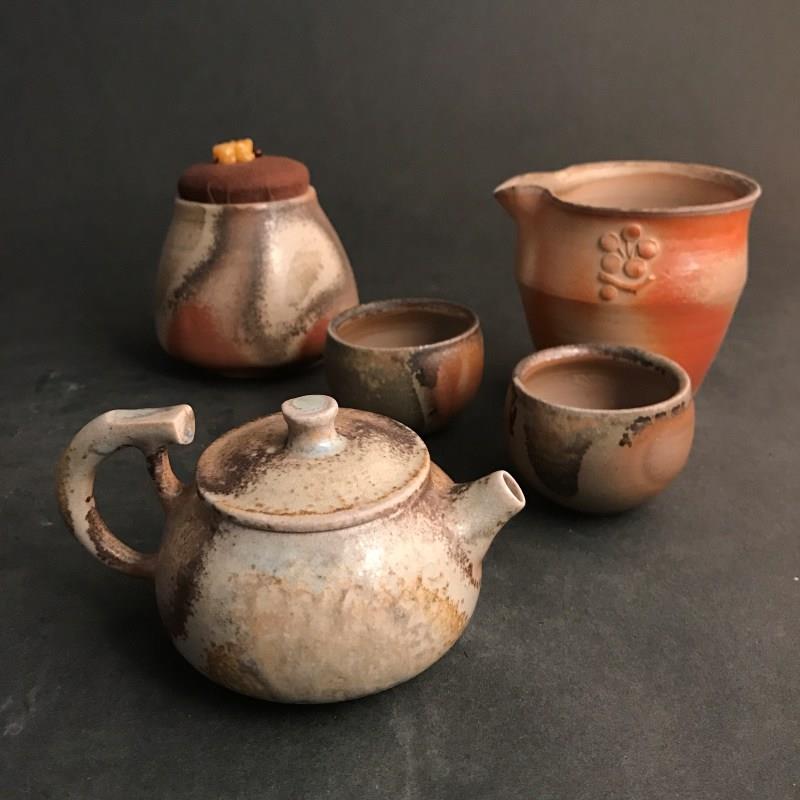 劉小評　彩霞雙品茶具　2016　柴燒  1300℃